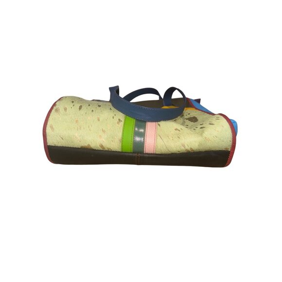 Hayes Sustainable One of a Kind Leather Tote Bag Purse Colorful Patchwork Artsy - Picture 6 of 12